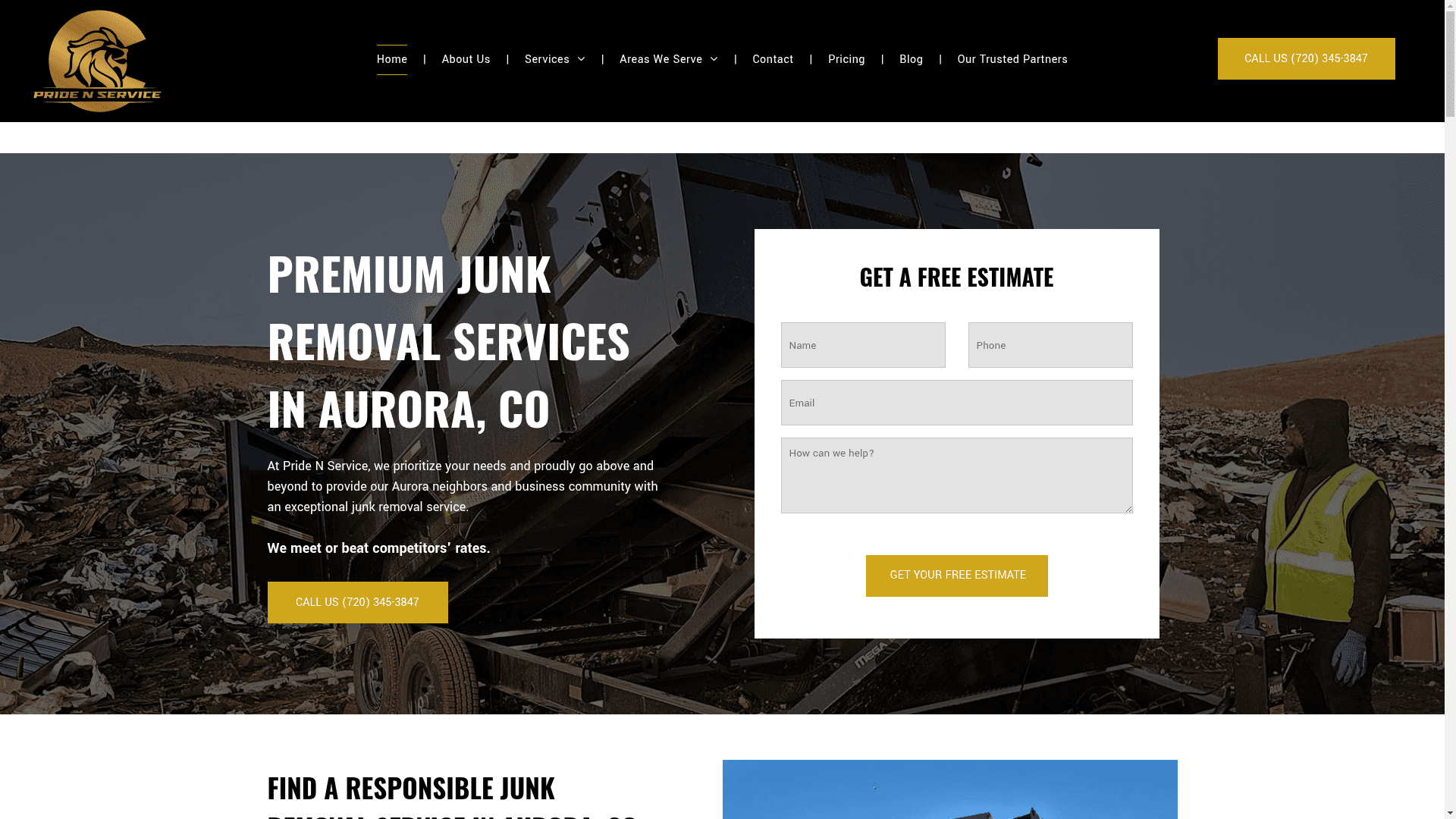 Pride N Service Junk Removal Colorado website screenshot