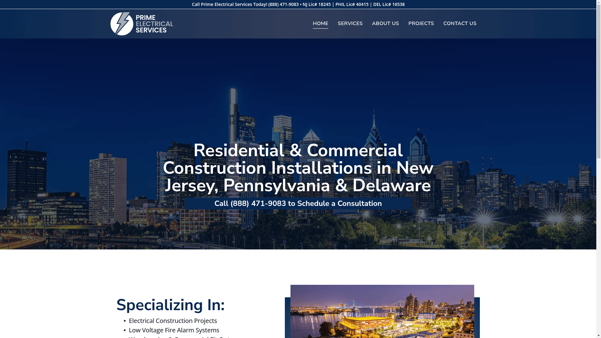 Prime Electrical Services website screenshot