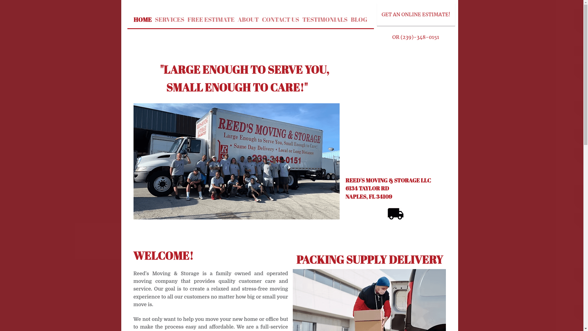 Reed's Moving & Storage LLC - Naples, FL website screenshot