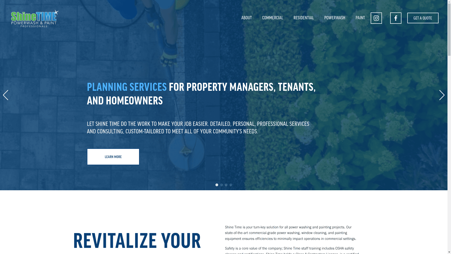 ShineTime Powerwash & Paint Professionals website screenshot