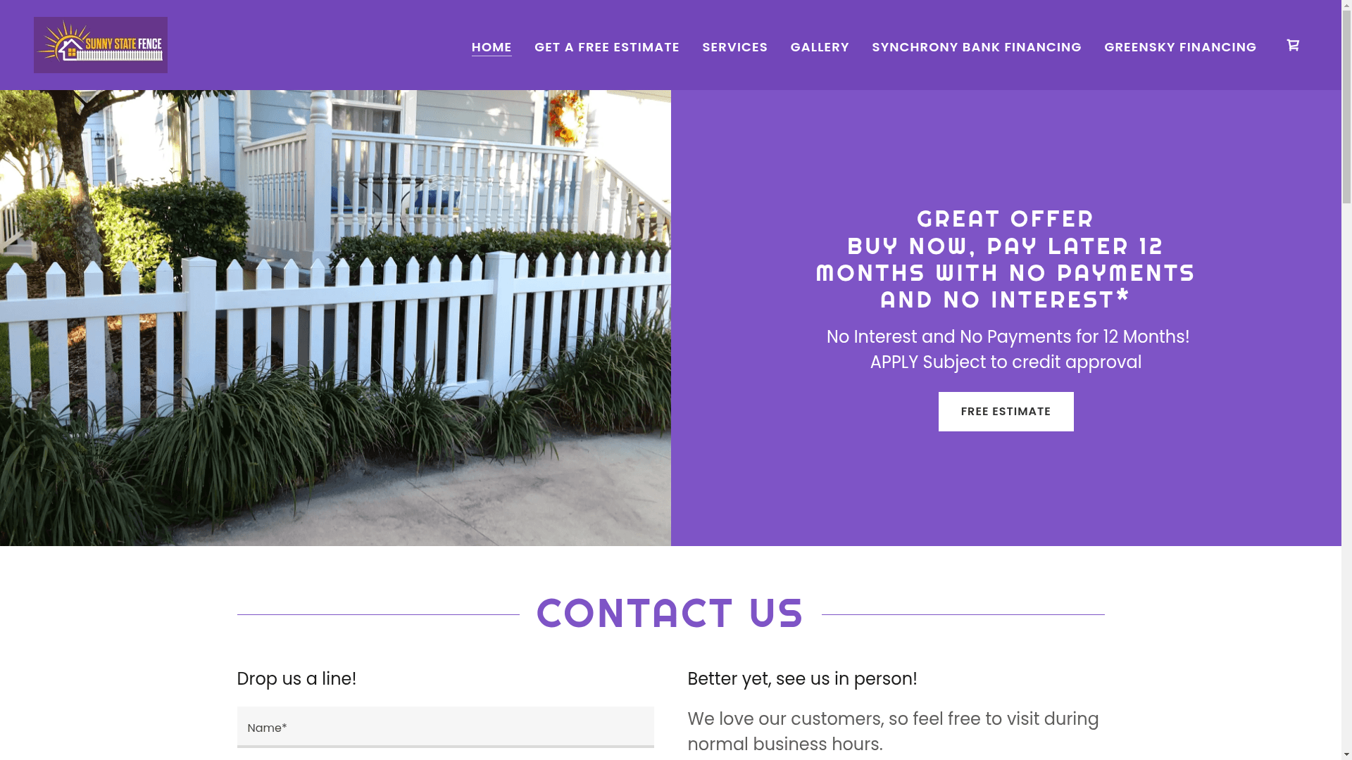 #1 Vinyl Fence Installer| Sunny State Fence Llc | Vinyl Fence Installation In Central Florida website screenshot