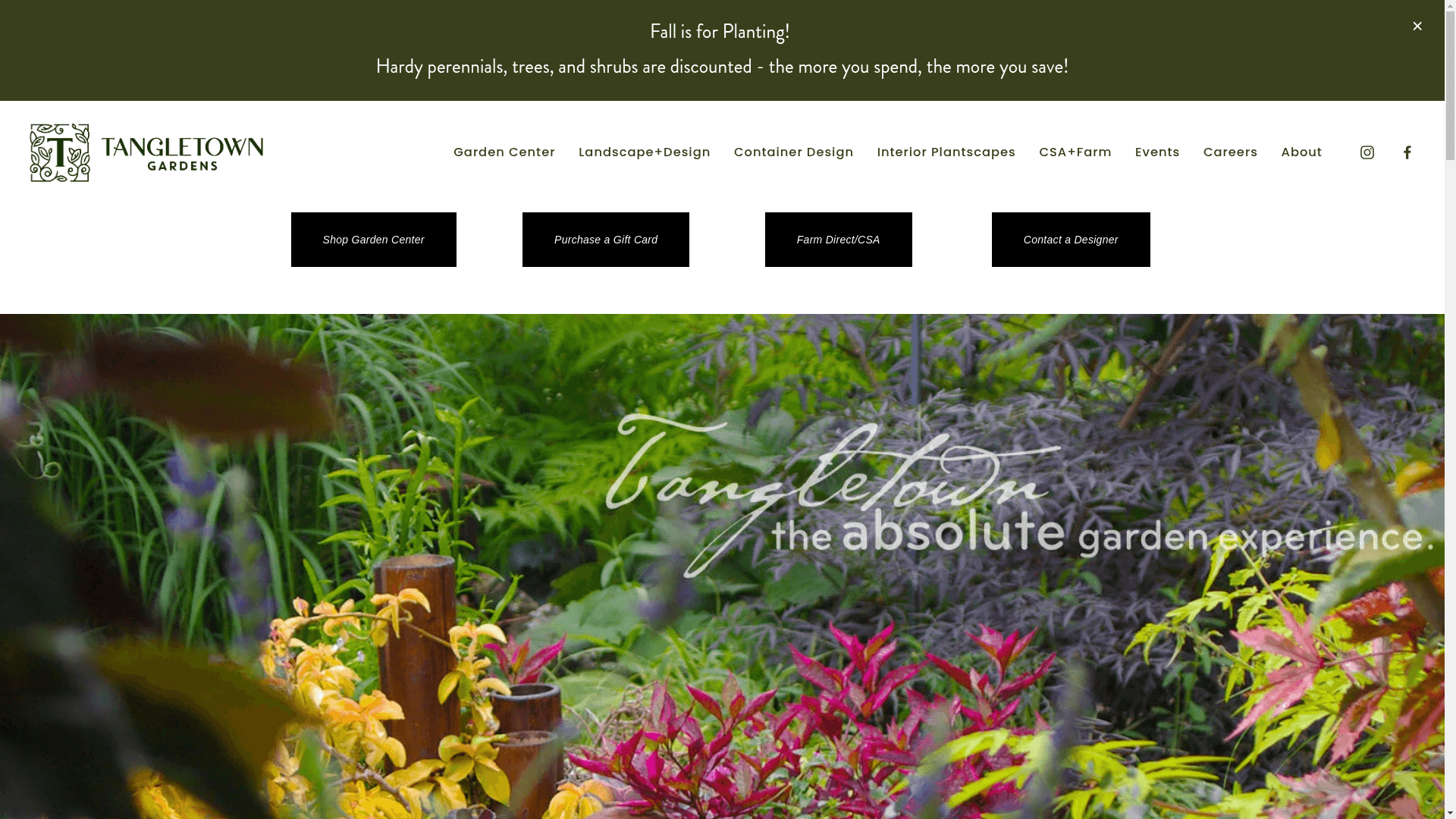 Tangletown Gardens website screenshot