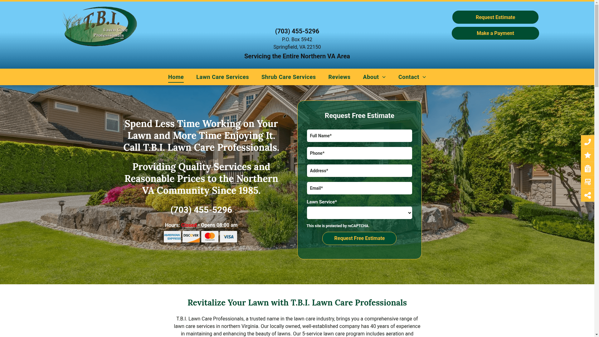 T.B.I. Lawn Care Professionals website screenshot