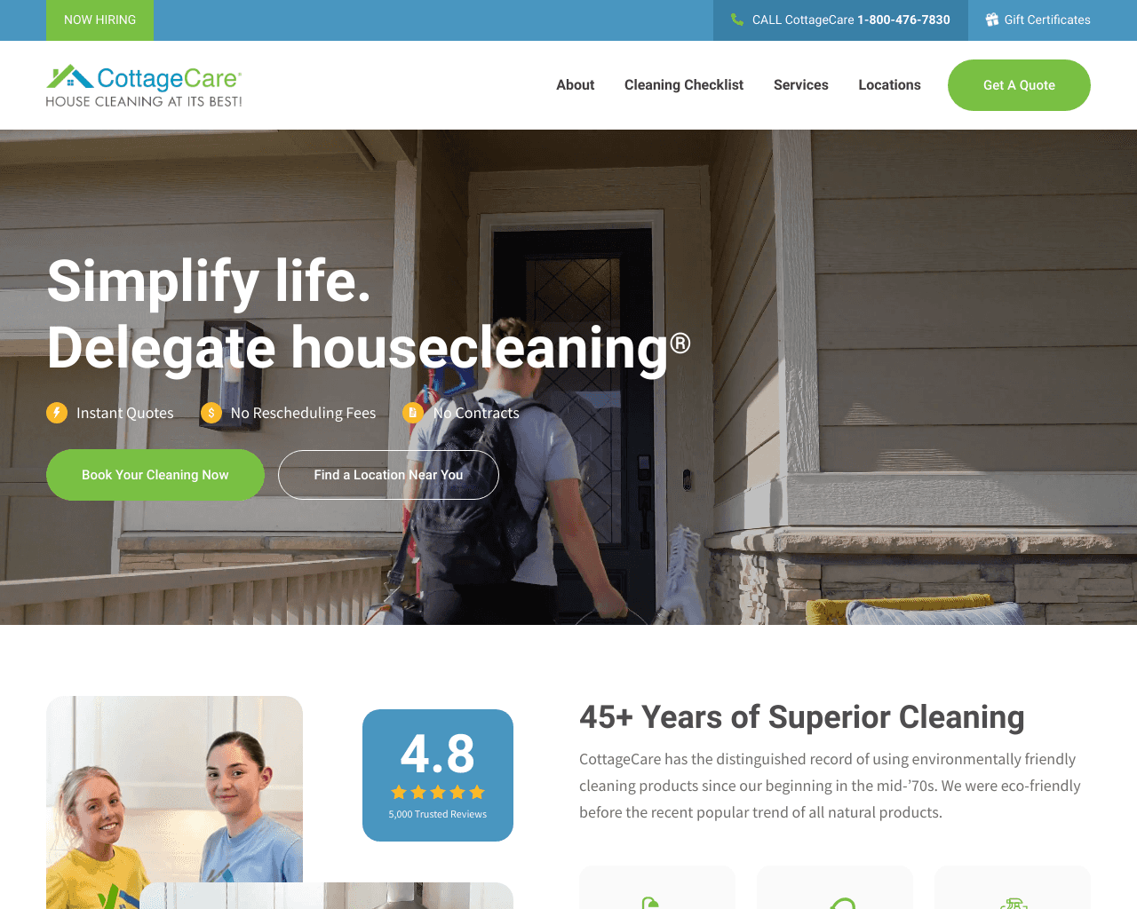 CottageCare website screenshot